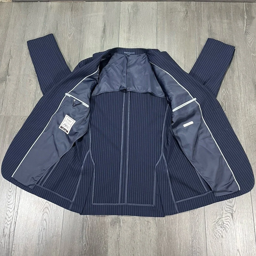 Jos A Bank Tailored Fit Sport Coat 40R Blue Wool Poly Stretch Unstructured 31608